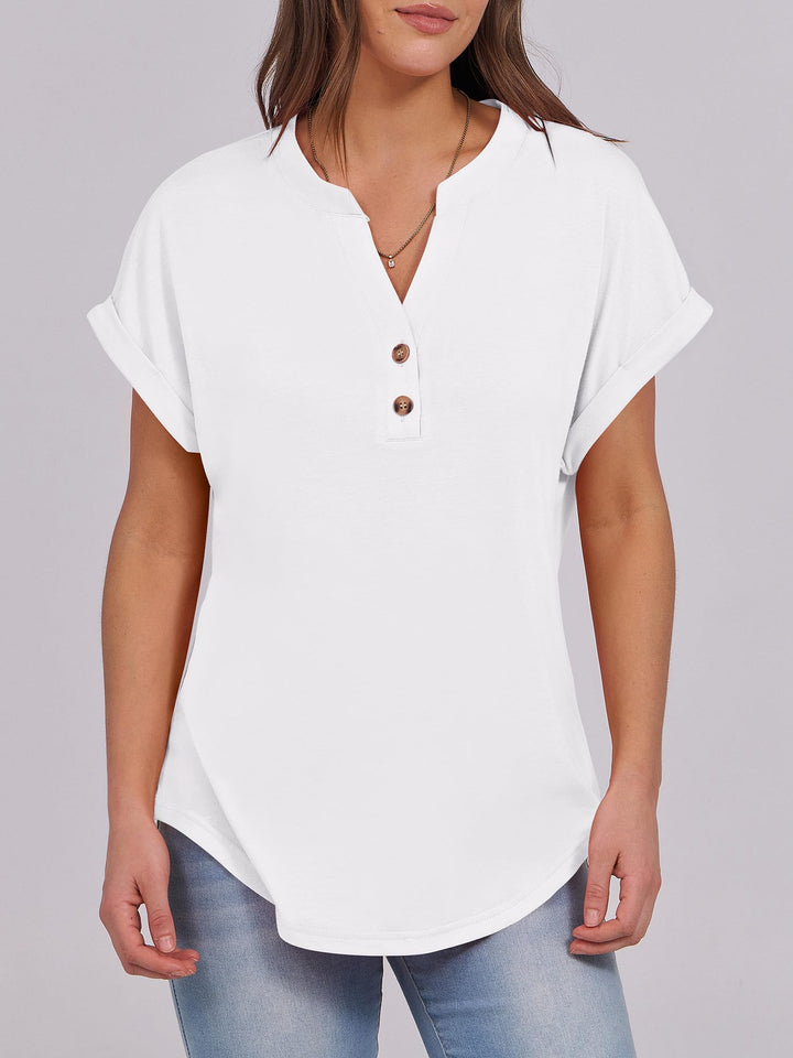 ANRABESS Womens Short Sleeve Henley Tops V Neck Dressy Casual Blouses Summer Trendy Tee Shirts 2025 Vacation Fashion Clothes