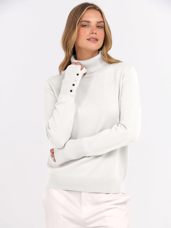 ANRABESS Turtleneck Sweaters for Women 2025 Fall Long Sleeve Dressy Casual Soft Knitted Button Basic Pullover Tops Outfits