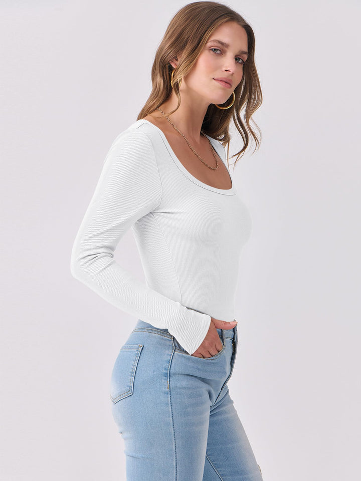 ANRABESS Womens Long Sleeve Shirts Scoop Neck Ribbed Knit Slim Fitted Tops Casual Basic Tee 2025 Fall Fashion Outfits Clothes