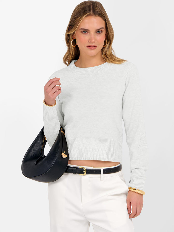 ANRABESS Women’s Long Sleeve Sweaters Cropped Crew Neck Business Casual Light Weight Sweater Tops Fall Fashion Clothes 2025