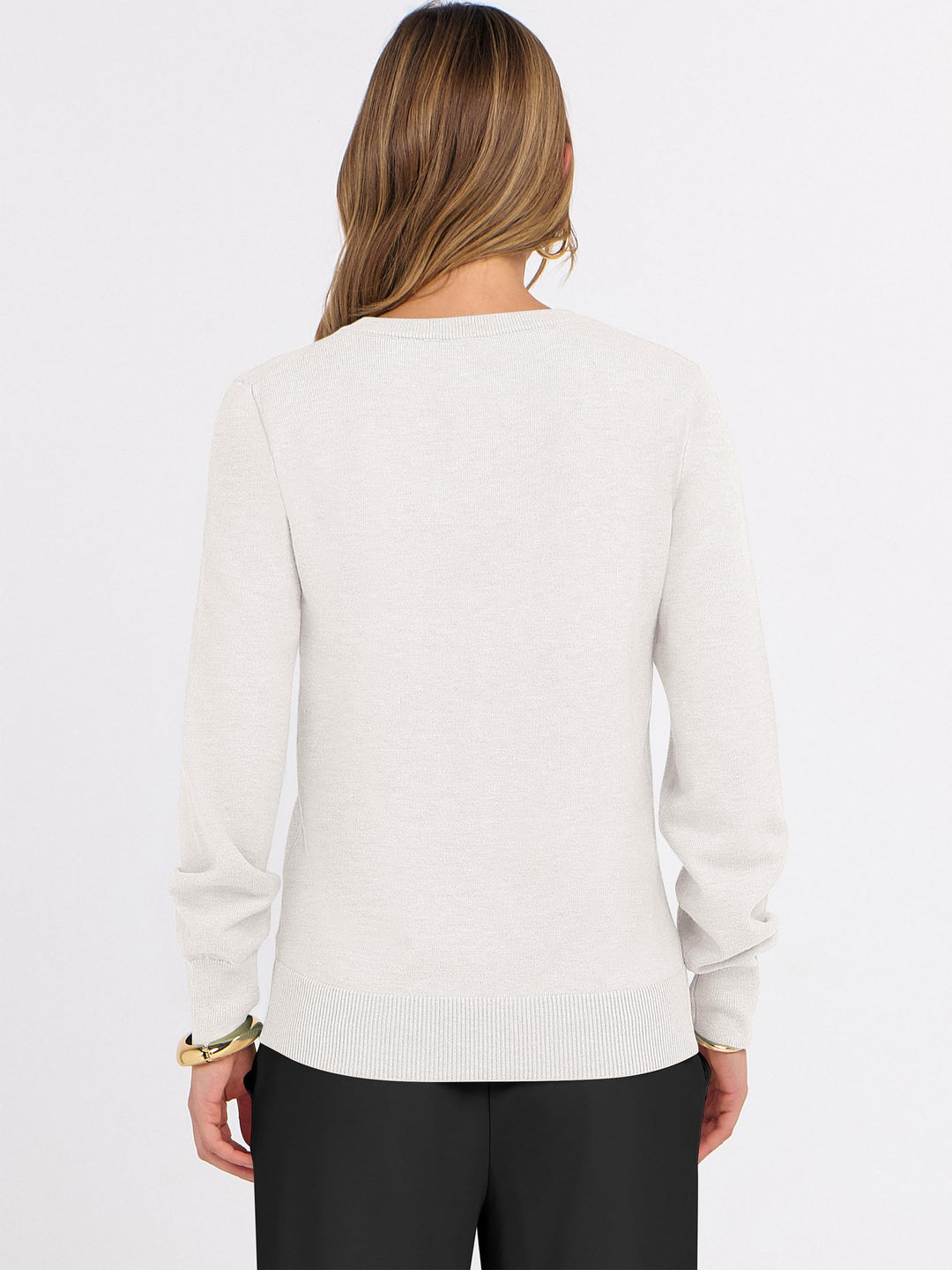 ANRABESS Womens Long Sleeve V Neck Sweaters 2025 Fall Fashion Wool Blend Work Pullover Top Travel Vacation Outfits
