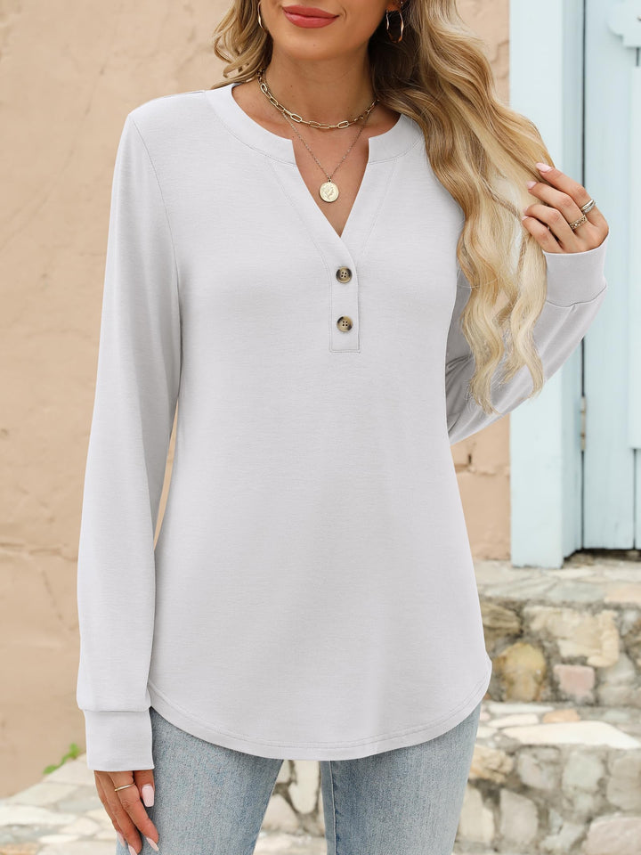 ANRABESS Women's Long Sleeve Shirts 2025 Fall Henley Business Casual Tops Cute T-Shirts Work Blouses Outfits Vacation Clothes