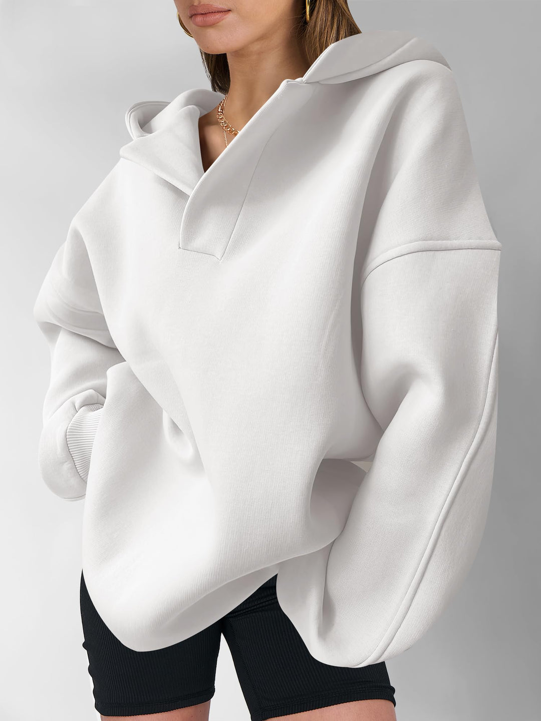 ANRABESS Womens Oversized Hoodies V Neck Sweatshirts Fleece Long Sleeve Pullover Y2K Clothes 2025 Fall Trendy Outfits