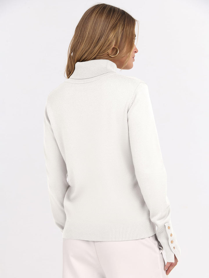 ANRABESS Turtleneck Sweaters for Women 2025 Fall Long Sleeve Dressy Casual Soft Knitted Button Basic Pullover Tops Outfits