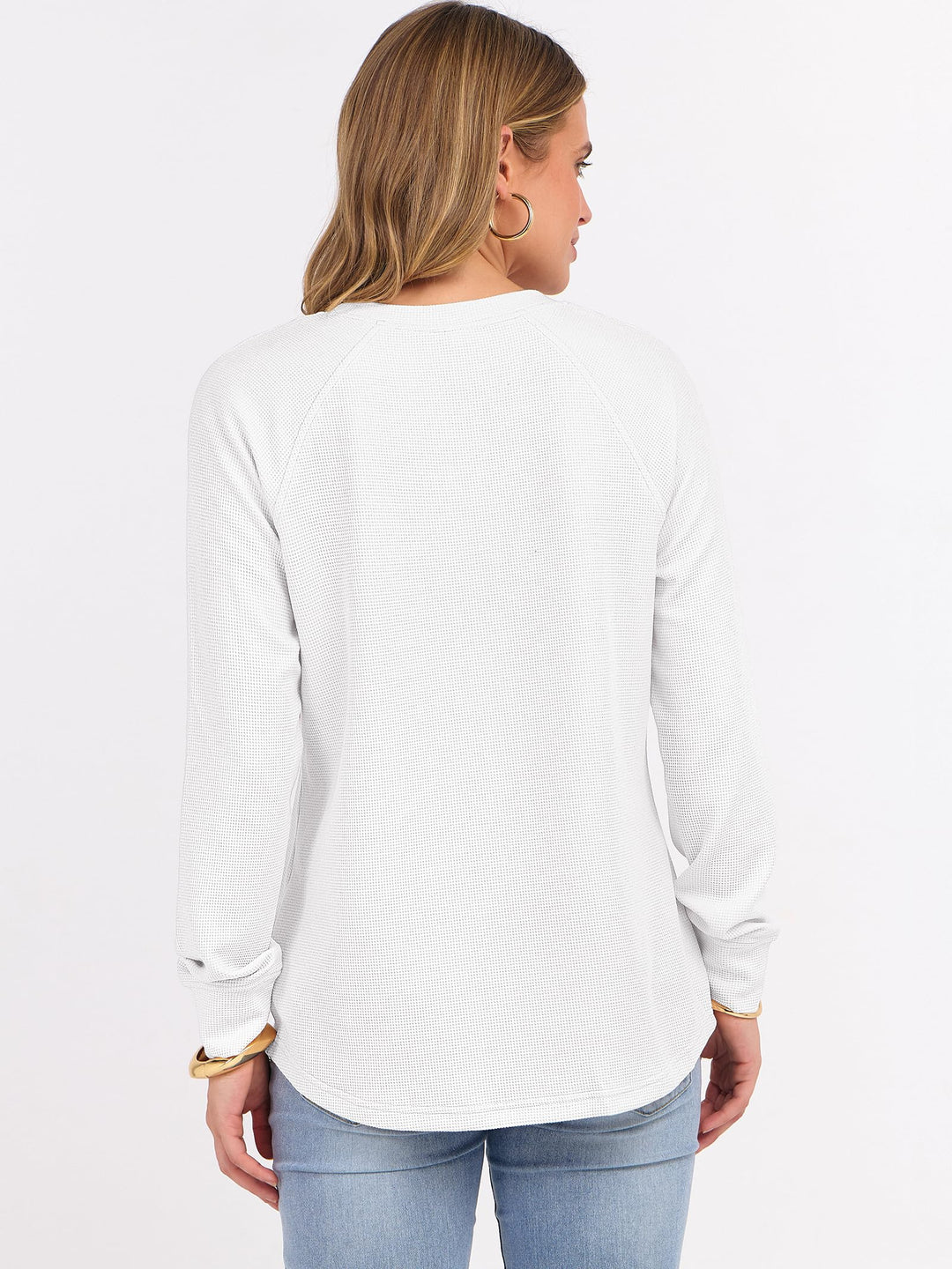 ANRABESS Women's Long Sleeve Waffle Knit Shirts Dressy Casual Loose Button Up V Neck Henley Tops 2025 Fall Basic Tee Blouse