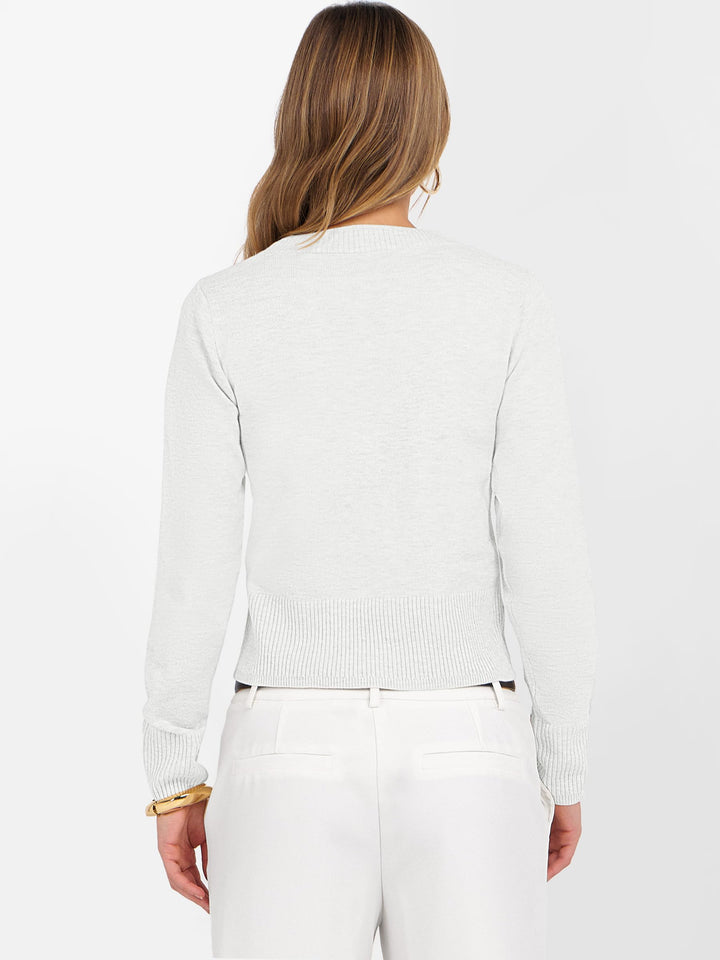 ANRABESS Women’s Long Sleeve Sweaters Cropped Crew Neck Business Casual Light Weight Sweater Tops Fall Fashion Clothes 2025