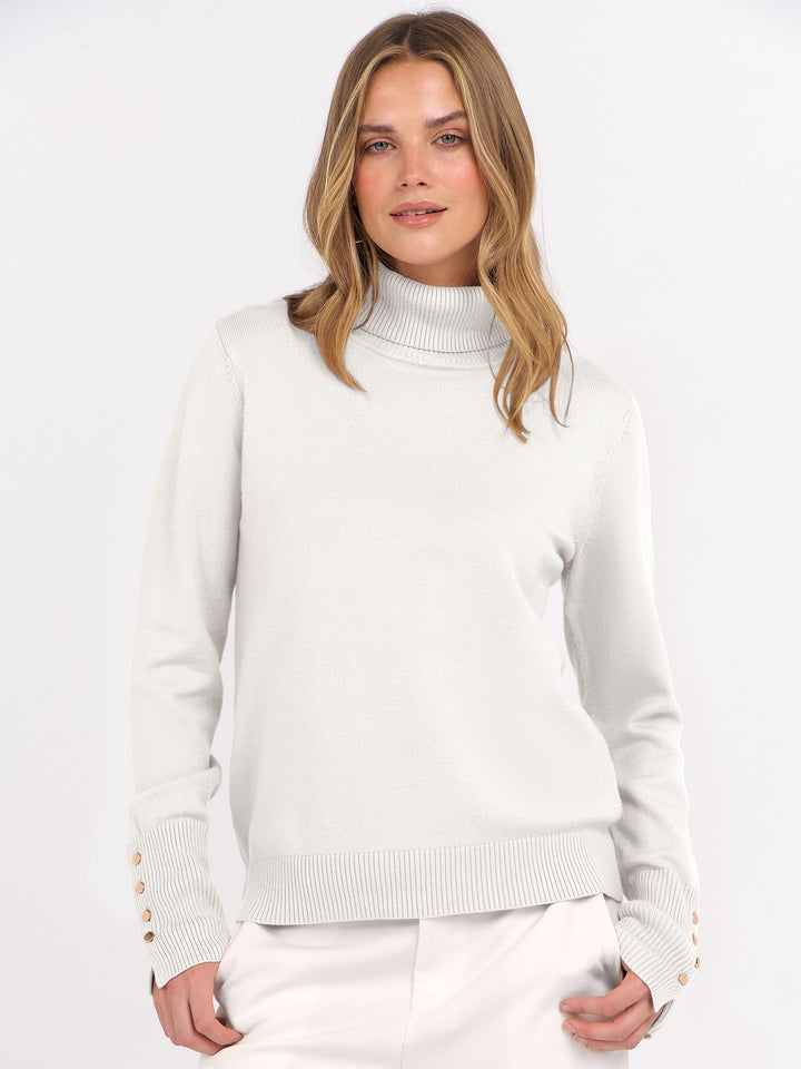 ANRABESS Turtleneck Sweaters for Women 2025 Fall Long Sleeve Dressy Casual Soft Knitted Button Basic Pullover Tops Outfits