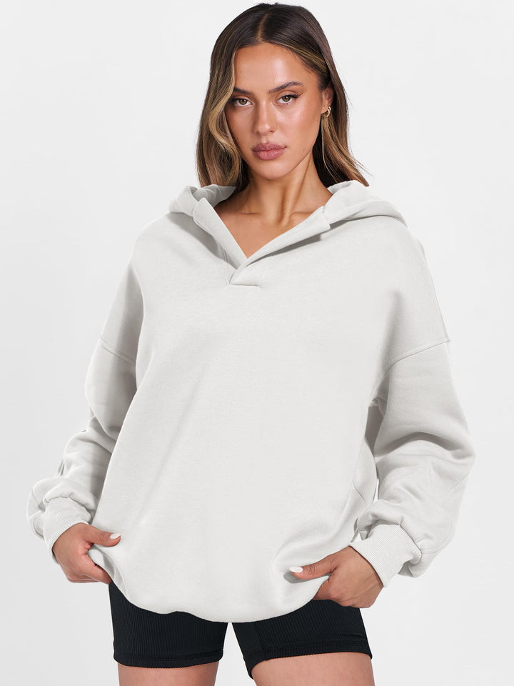 ANRABESS Womens Oversized Hoodies V Neck Sweatshirts Fleece Long Sleeve Pullover Y2K Clothes 2025 Fall Trendy Outfits