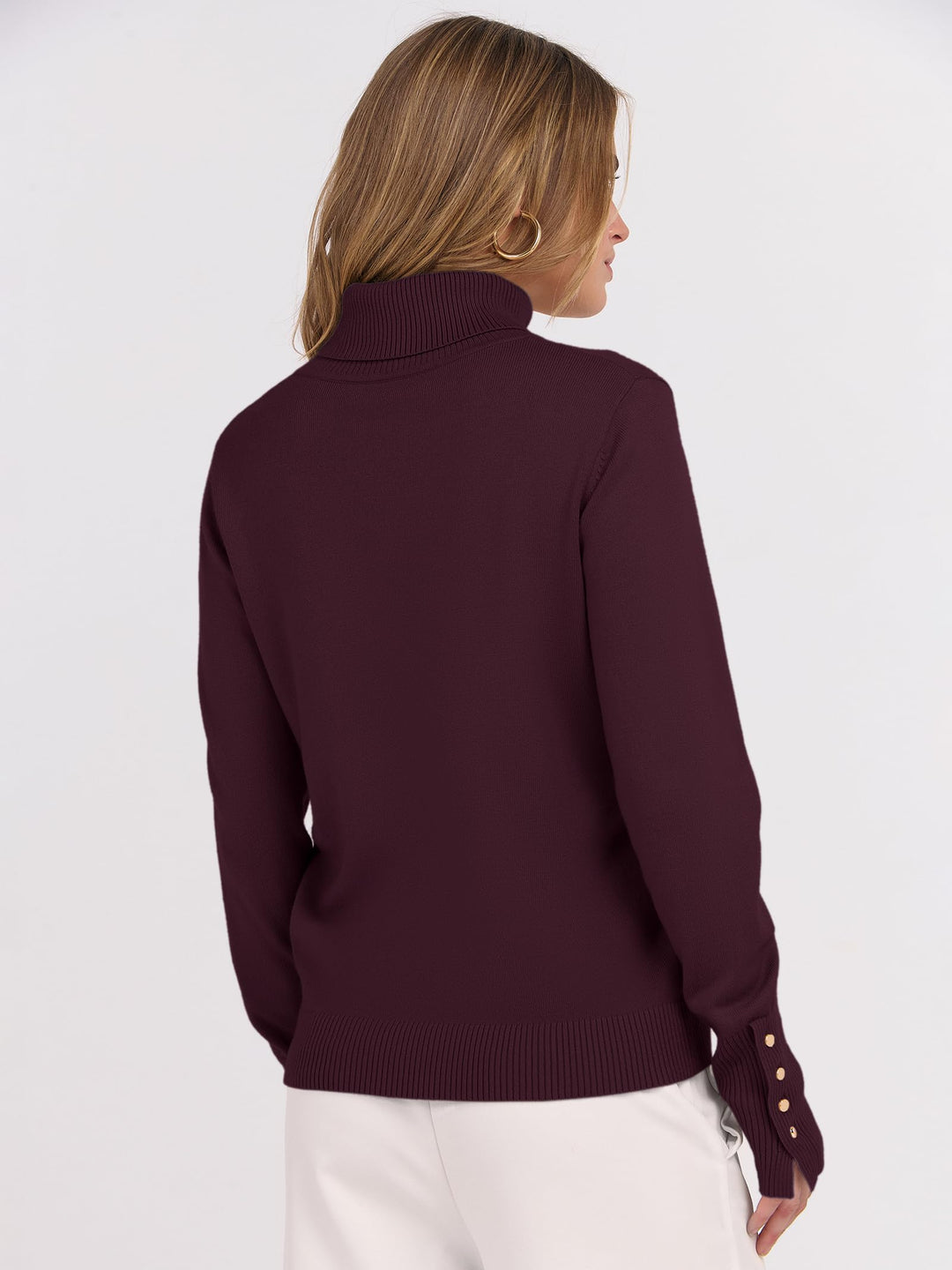 ANRABESS Turtleneck Sweaters for Women 2025 Fall Long Sleeve Dressy Casual Soft Knitted Button Basic Pullover Tops Outfits