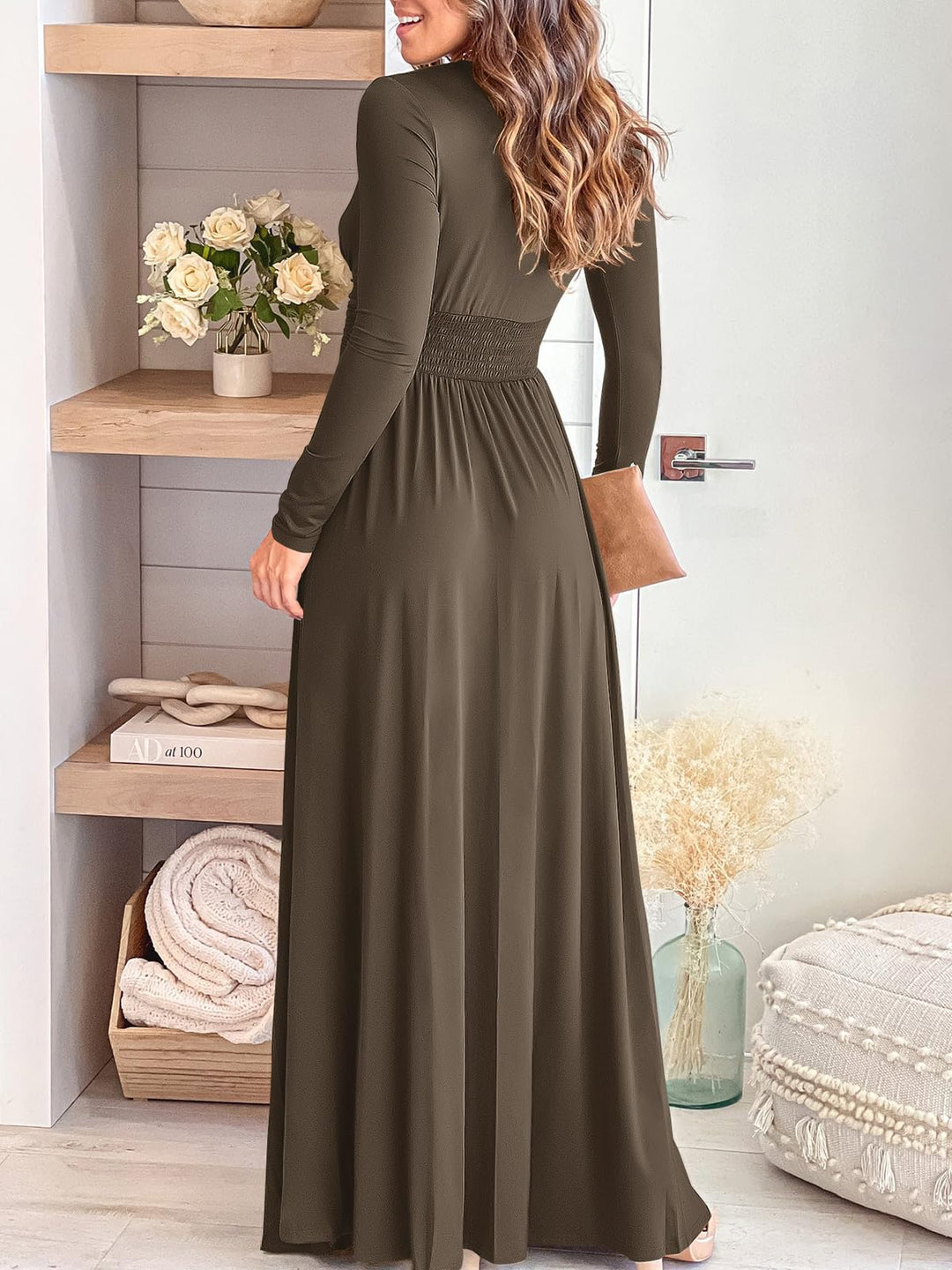 ANRABESS Women Summer Deep V Neck Short Sleeve Dresses Slit Elegant Wedding Guest Formal Cocktail Evening Maxi Long Dress