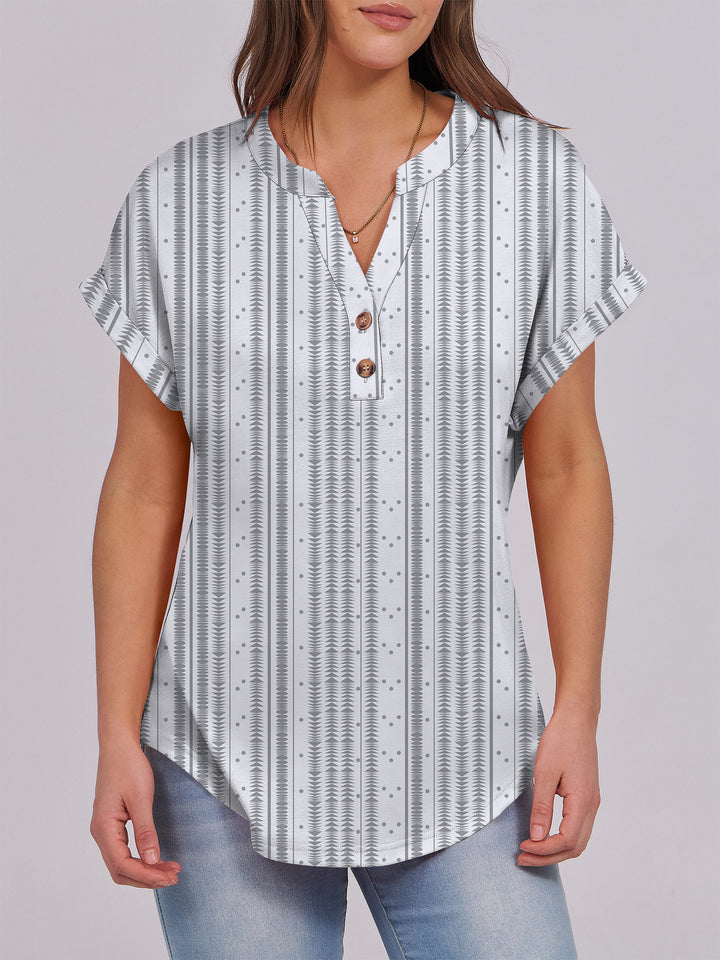 ANRABESS Women's Short Sleeve V-Neck Henley Top
