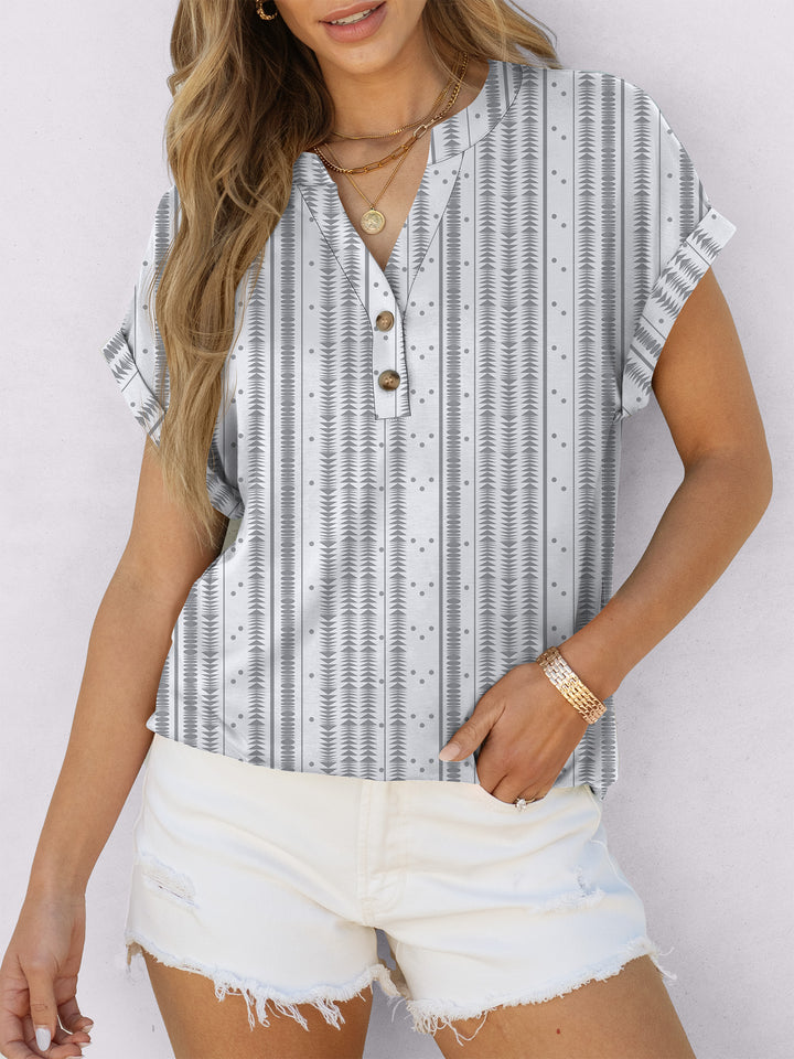 ANRABESS Women's Short Sleeve V-Neck Henley Top
