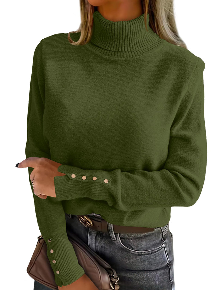 ANRABESS Turtleneck Sweaters for Women Long Sleeve Tops | 2026 Fall Winter Fashion Clothes, Office Work Daily Wear Dressy Casual Outfits, Soft Knitted Ribbed Button-Cuff Pullover Top