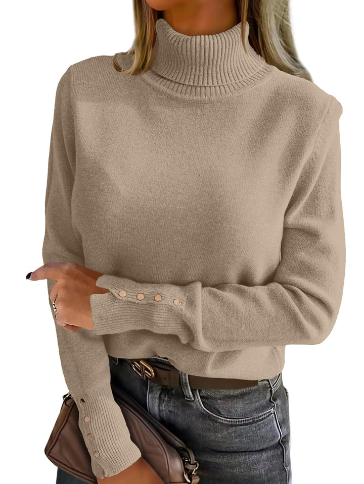 ANRABESS Turtleneck Sweaters for Women Long Sleeve Tops | 2026 Fall Winter Fashion Clothes, Office Work Daily Wear Dressy Casual Outfits, Soft Knitted Ribbed Button-Cuff Pullover Top