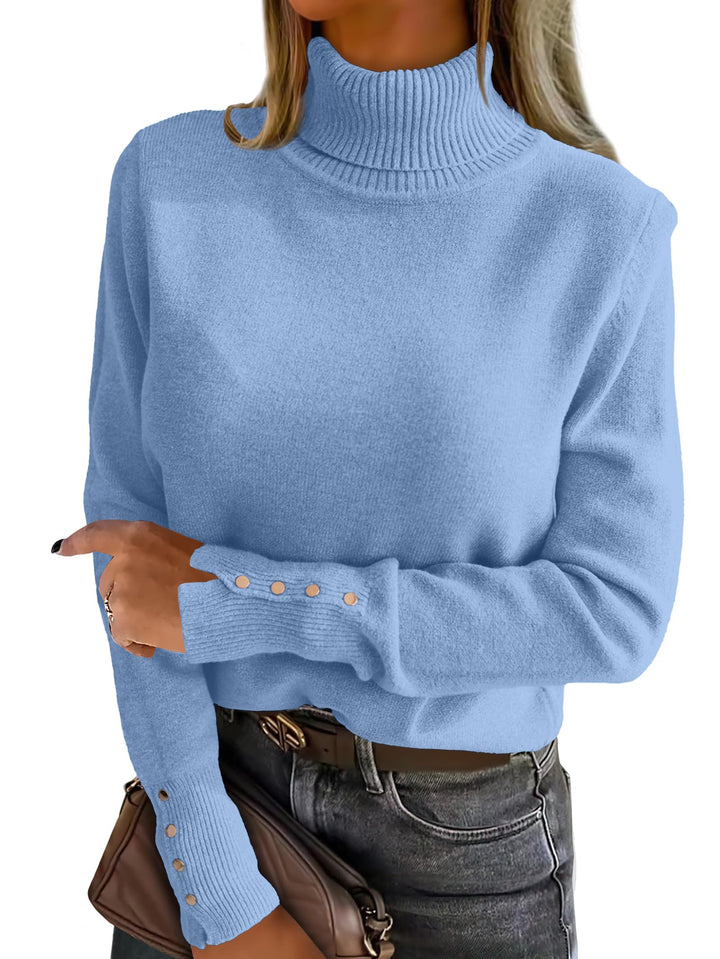 ANRABESS Turtleneck Sweaters for Women Long Sleeve Tops | 2026 Fall Winter Fashion Clothes, Office Work Daily Wear Dressy Casual Outfits, Soft Knitted Ribbed Button-Cuff Pullover Top