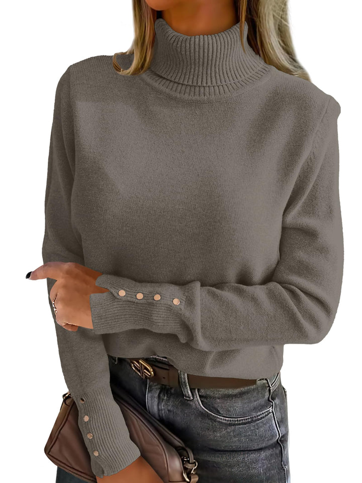ANRABESS Turtleneck Sweaters for Women Long Sleeve Tops | 2026 Fall Winter Fashion Clothes, Office Work Daily Wear Dressy Casual Outfits, Soft Knitted Ribbed Button-Cuff Pullover Top