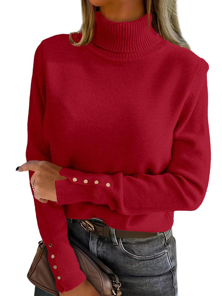 ANRABESS Turtleneck Sweaters for Women Long Sleeve Tops | 2026 Fall Winter Fashion Clothes, Office Work Daily Wear Dressy Casual Outfits, Soft Knitted Ribbed Button-Cuff Pullover Top