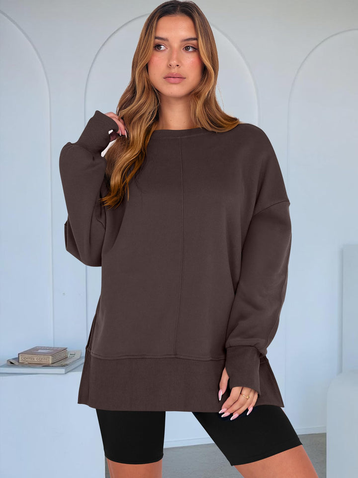 ANRABESS Oversized Sweatshirts for Women Thumbhole Long Sleeve Hoodies Shirts Fall Side Slit Pullover Fashion Top Teen Y2k Outfits