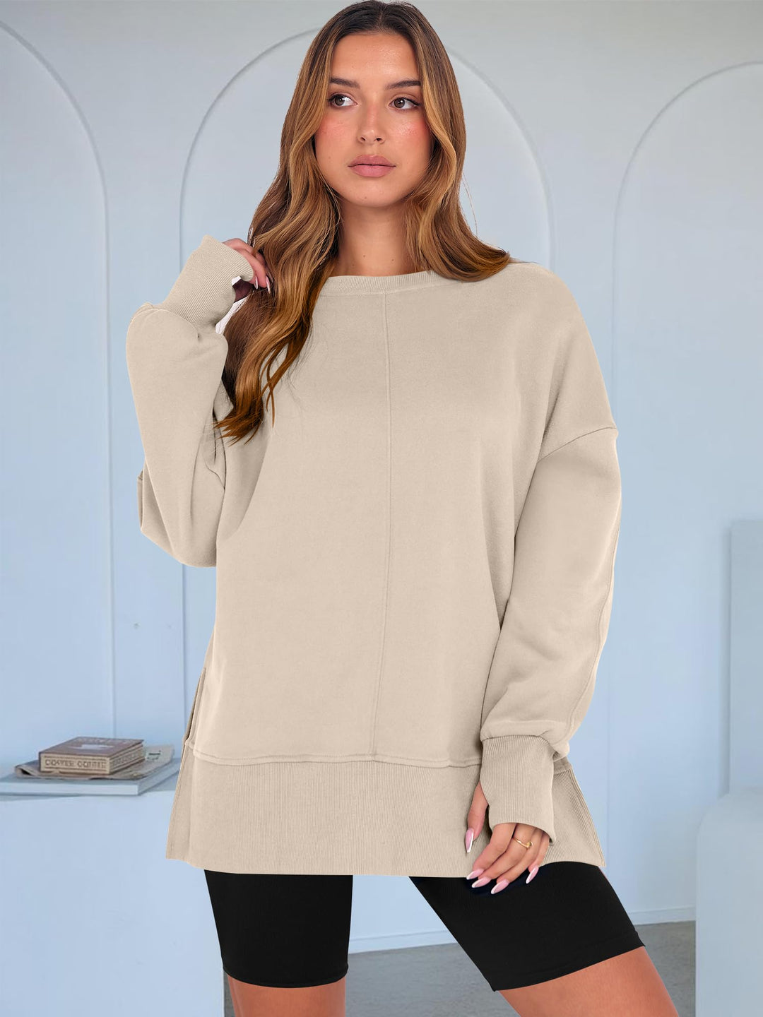 ANRABESS Oversized Sweatshirts for Women Thumbhole Long Sleeve Hoodies Shirts Fall Side Slit Pullover Fashion Top Teen Y2k Outfits
