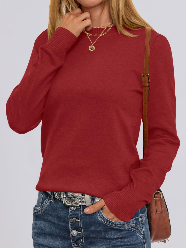 ANRABESS Long Sleeve Lightweight Fall Sweaters for Women| Crewneck Soft Basic Knit Pullover,2026 Fall Fashion Outfits,Casual Work Top,Travel Vacation All Day Wear,Winter Layer Clothes