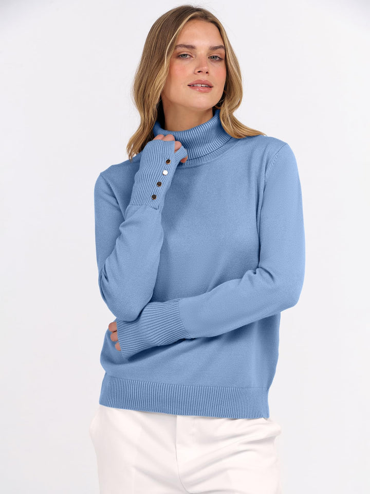 ANRABESS Turtleneck Sweaters for Women Long Sleeve Tops | 2026 Fall Winter Fashion Clothes, Office Work Daily Wear Dressy Casual Outfits, Soft Knitted Ribbed Button-Cuff Pullover Top