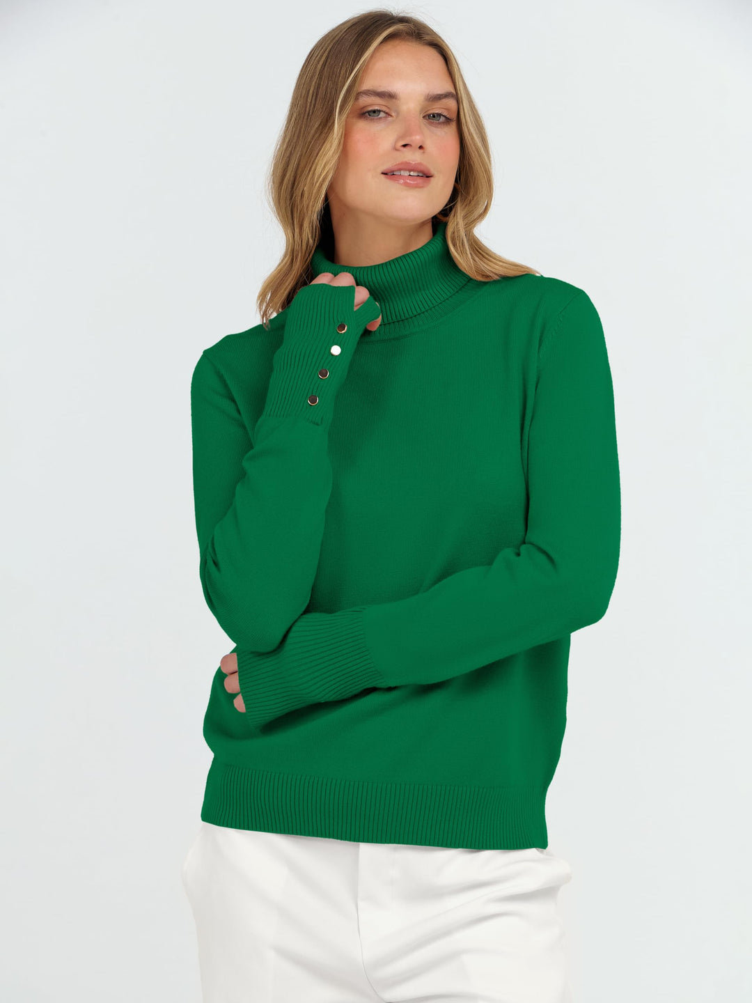 ANRABESS Turtleneck Sweaters for Women Long Sleeve Tops | 2026 Fall Winter Fashion Clothes, Office Work Daily Wear Dressy Casual Outfits, Soft Knitted Ribbed Button-Cuff Pullover Top