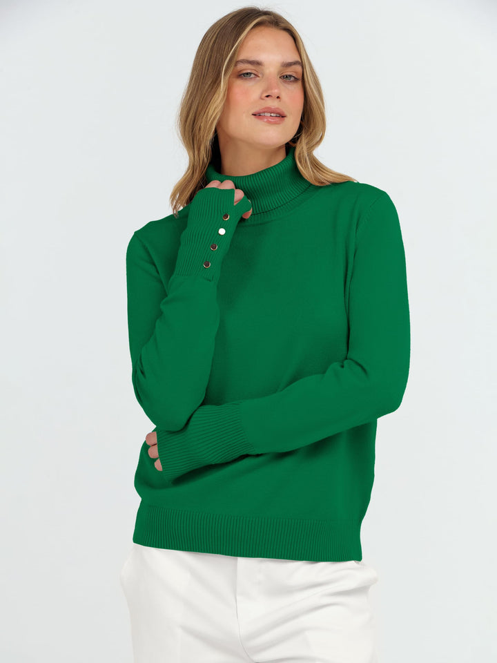 ANRABESS Turtleneck Sweaters for Women Long Sleeve Tops | 2026 Fall Winter Fashion Clothes, Office Work Daily Wear Dressy Casual Outfits, Soft Knitted Ribbed Button-Cuff Pullover Top