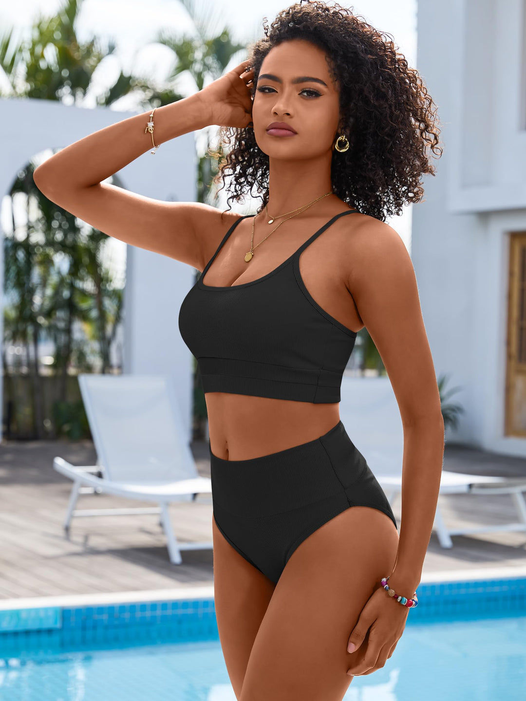 ANRABESS High Waist Bikini Set - Tummy Control & Color Block Swimsuit