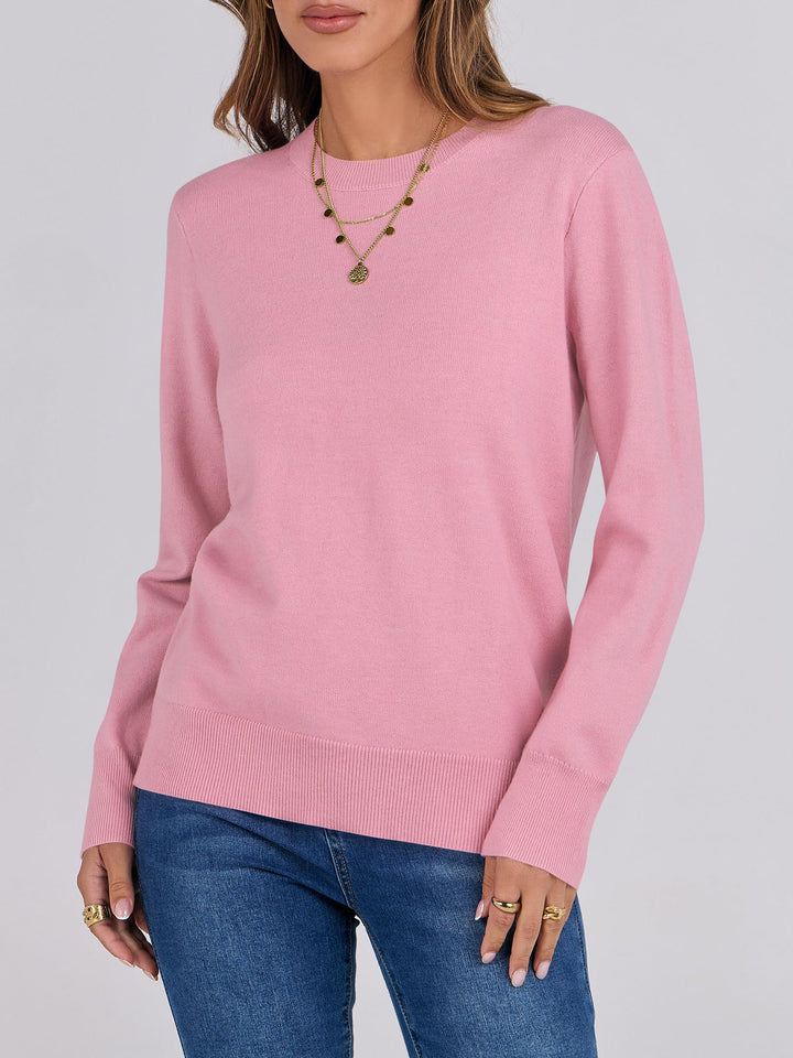 ANRABESS Long Sleeve Lightweight Fall Sweaters for Women| Crewneck Soft Basic Knit Pullover,2026 Fall Fashion Outfits,Casual Work Top,Travel Vacation All Day Wear,Winter Layer Clothes