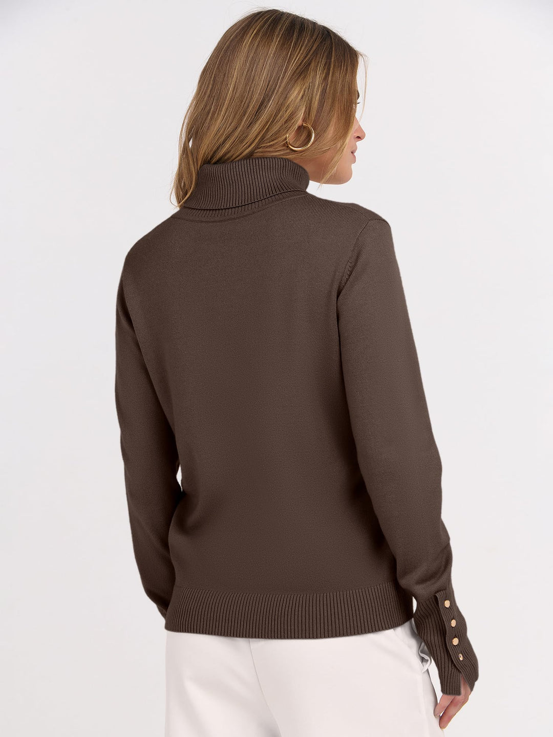 ANRABESS Turtleneck Sweaters for Women Long Sleeve Tops | 2026 Fall Winter Fashion Clothes, Office Work Daily Wear Dressy Casual Outfits, Soft Knitted Ribbed Button-Cuff Pullover Top