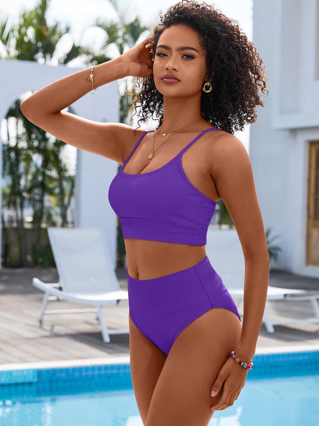 ANRABESS High Waist Bikini Set - Tummy Control & Color Block Swimsuit
