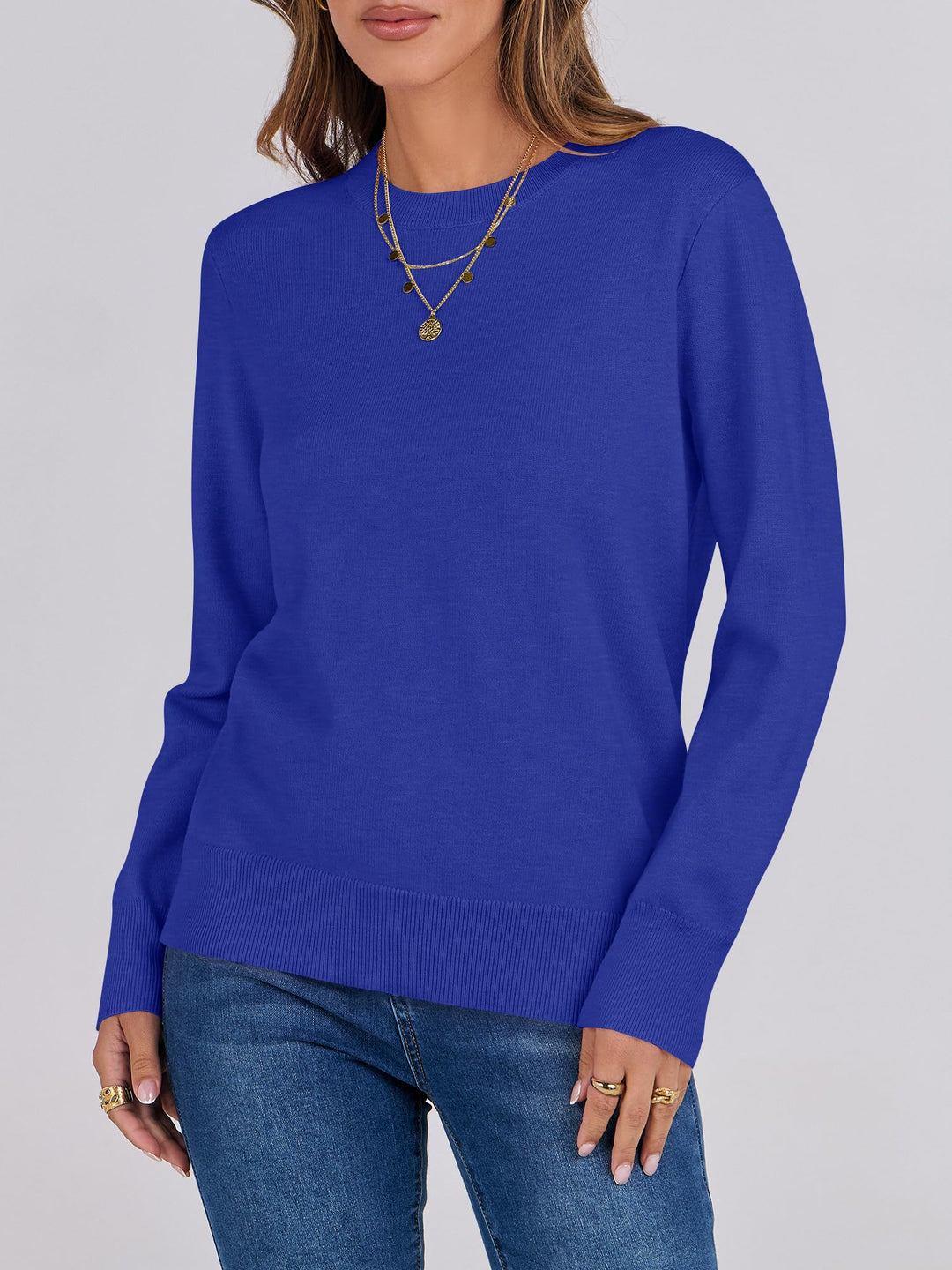 ANRABESS Long Sleeve Lightweight Fall Sweaters for Women| Crewneck Soft Basic Knit Pullover,2026 Fall Fashion Outfits,Casual Work Top,Travel Vacation All Day Wear,Winter Layer Clothes
