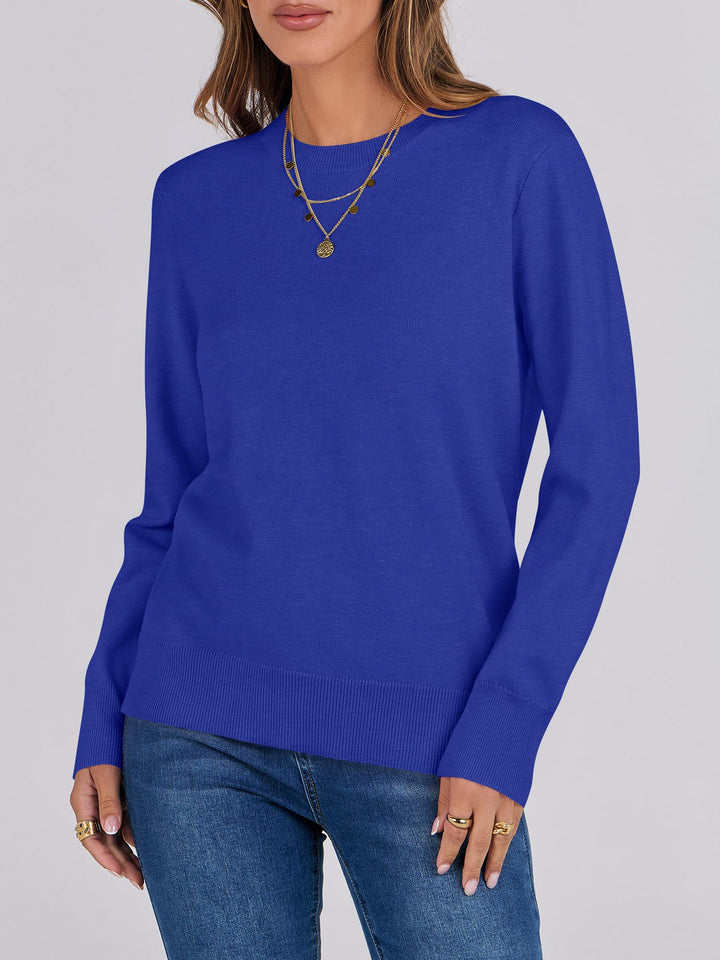 ANRABESS Long Sleeve Lightweight Fall Sweaters for Women| Crewneck Soft Basic Knit Pullover,2026 Fall Fashion Outfits,Casual Work Top,Travel Vacation All Day Wear,Winter Layer Clothes