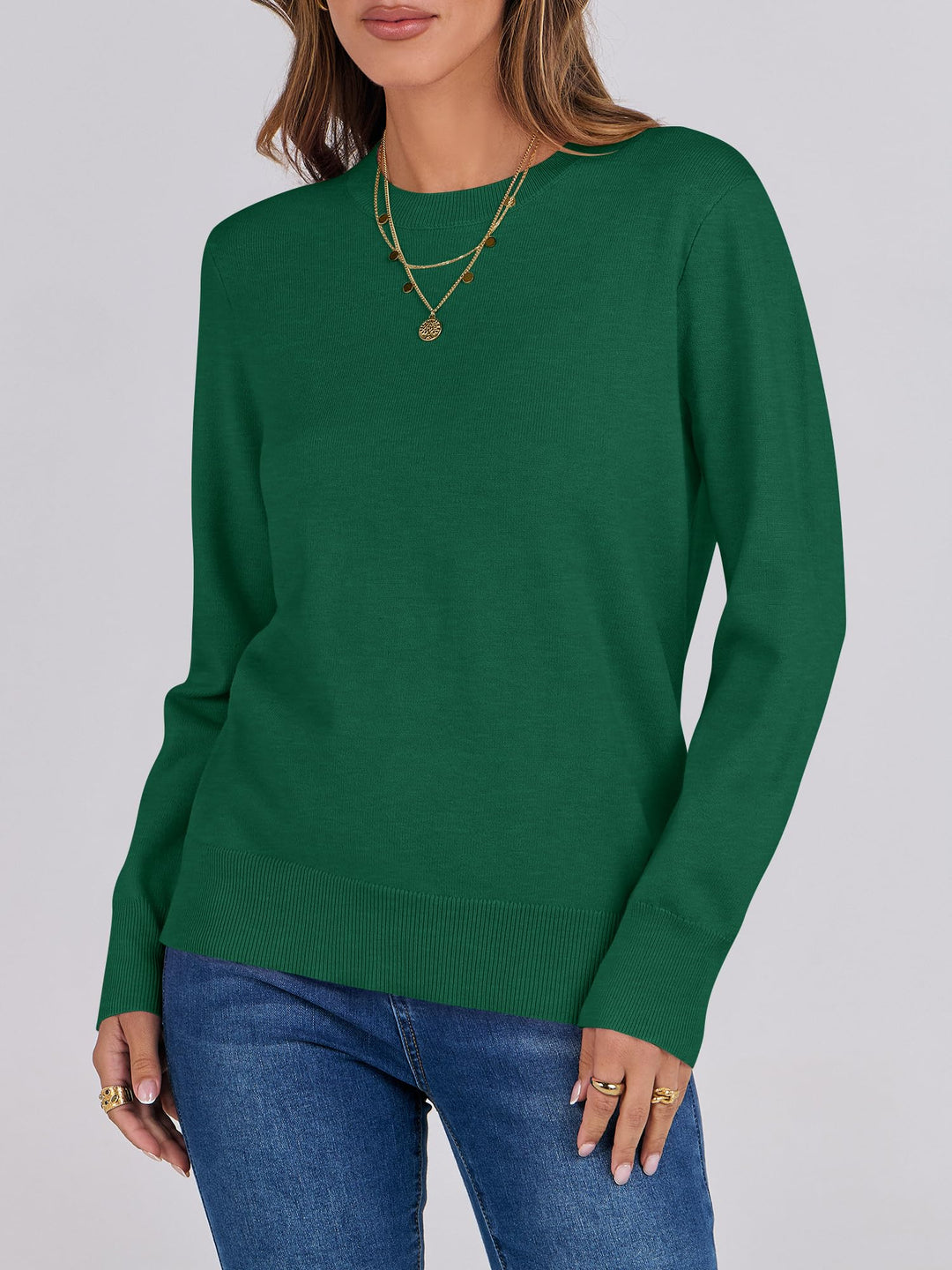ANRABESS Long Sleeve Lightweight Fall Sweaters for Women| Crewneck Soft Basic Knit Pullover,2026 Fall Fashion Outfits,Casual Work Top,Travel Vacation All Day Wear,Winter Layer Clothes