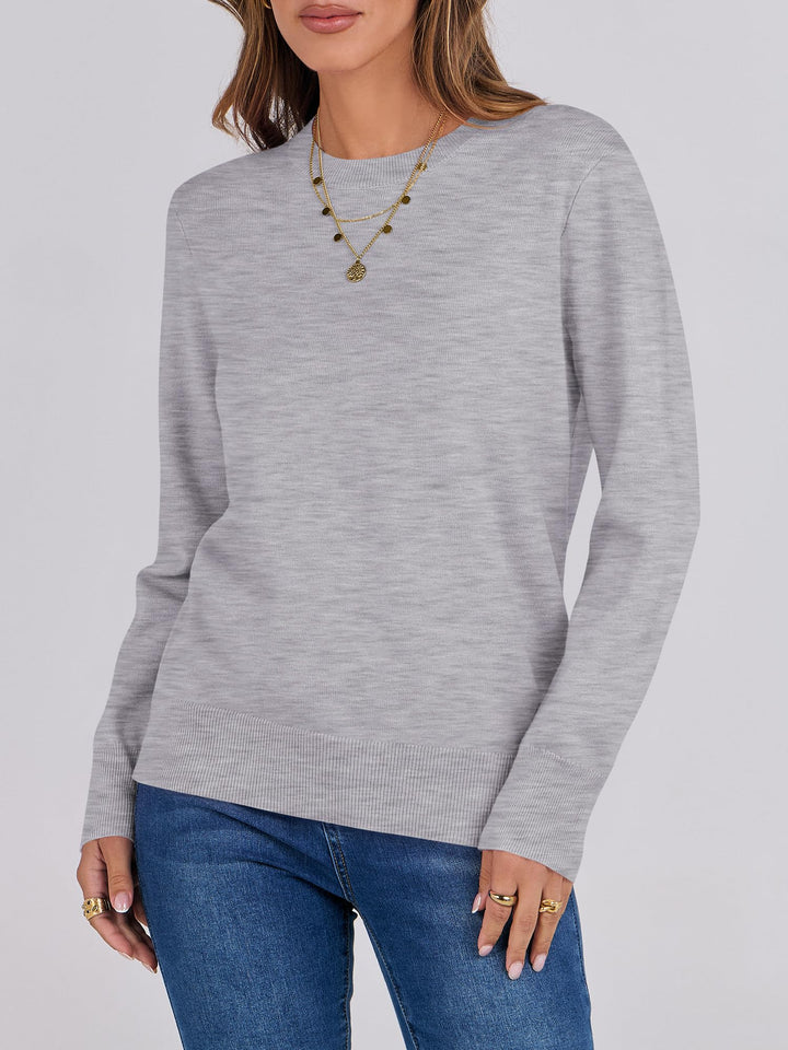ANRABESS Long Sleeve Lightweight Fall Sweaters for Women| Crewneck Soft Basic Knit Pullover,2026 Fall Fashion Outfits,Casual Work Top,Travel Vacation All Day Wear,Winter Layer Clothes