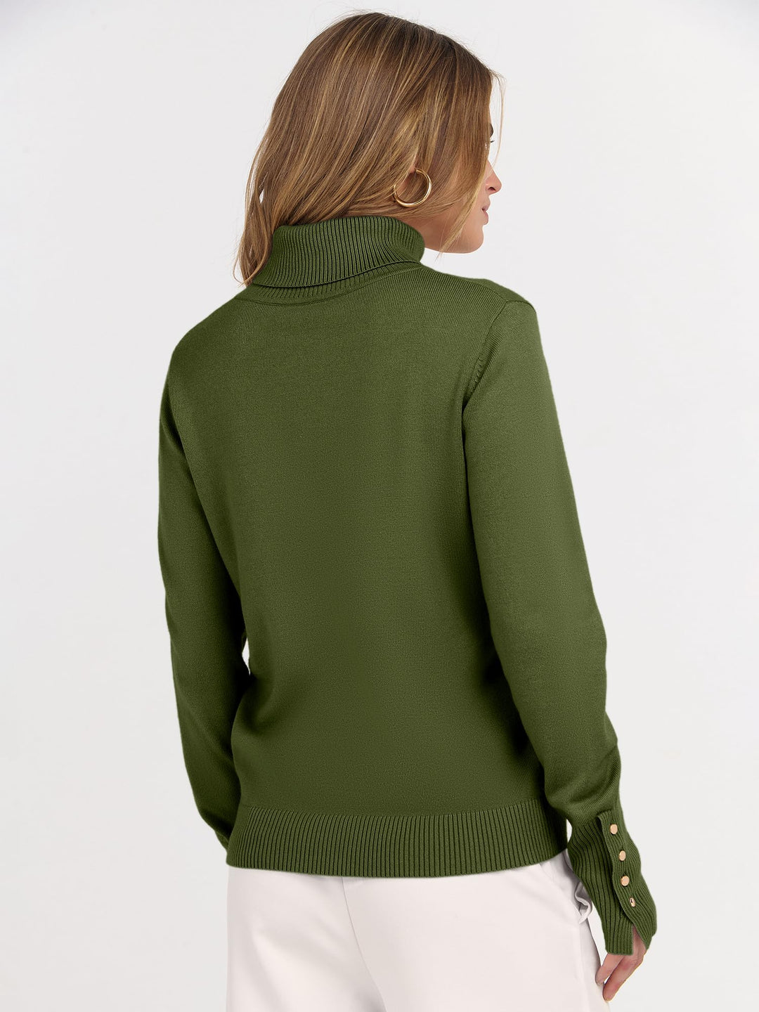 ANRABESS Turtleneck Sweaters for Women Long Sleeve Tops | 2026 Fall Winter Fashion Clothes, Office Work Daily Wear Dressy Casual Outfits, Soft Knitted Ribbed Button-Cuff Pullover Top