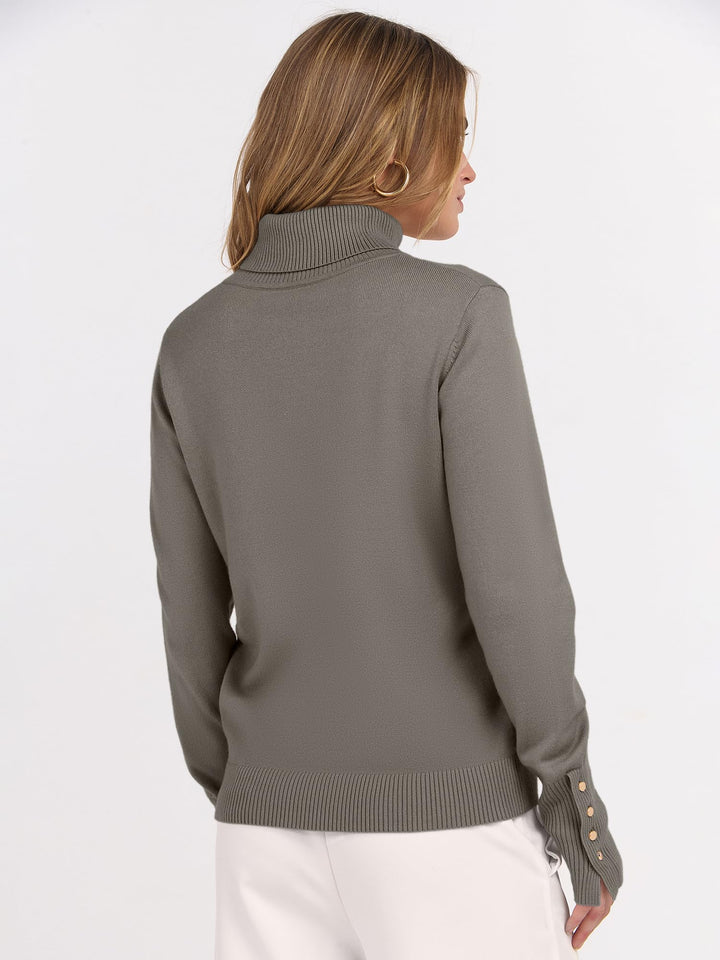 ANRABESS Turtleneck Sweaters for Women Long Sleeve Tops | 2026 Fall Winter Fashion Clothes, Office Work Daily Wear Dressy Casual Outfits, Soft Knitted Ribbed Button-Cuff Pullover Top
