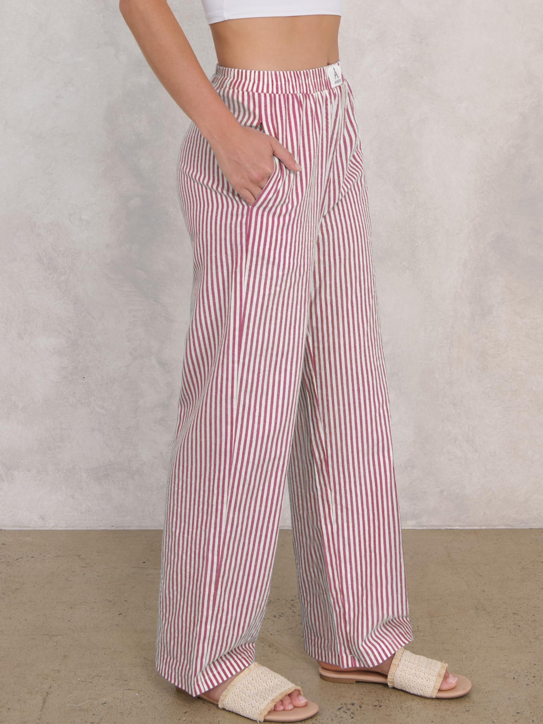 ANRABESS Womens Gingham Striped Boxer Pants | Wide Leg Elastic Waist with Pockets, Lounge Pajama Bottoms Home Daily Wear, Lightweight Breathable, Casual Summer Fall