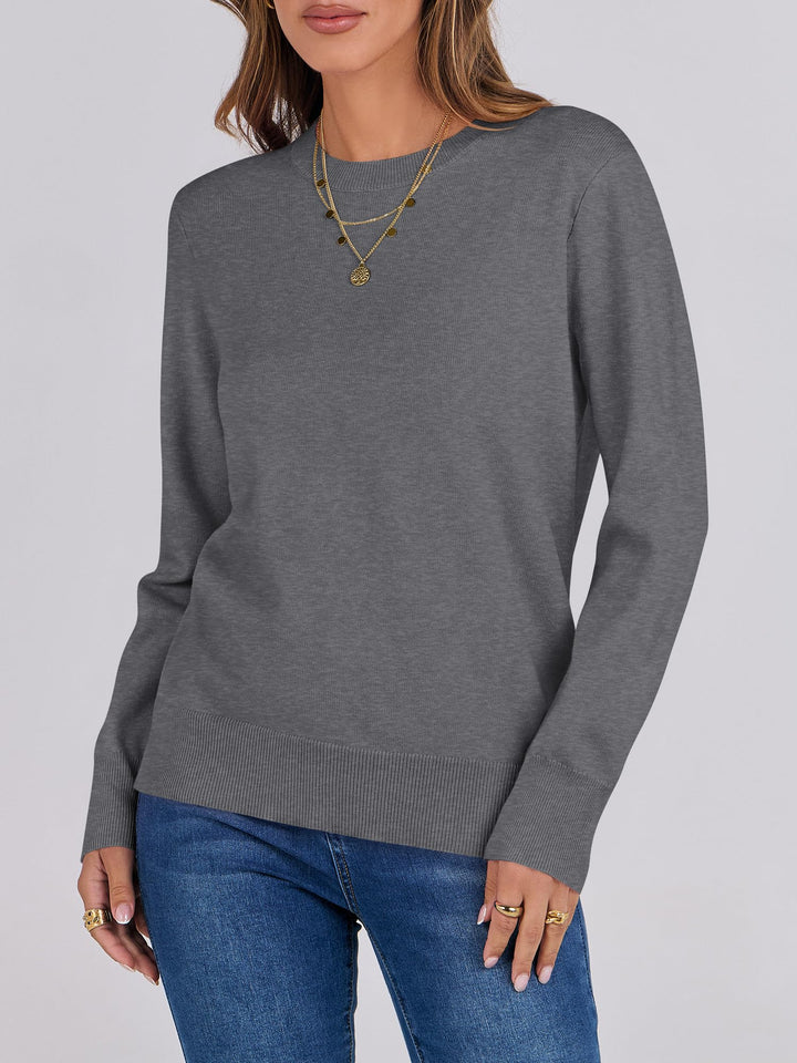 ANRABESS Long Sleeve Lightweight Fall Sweaters for Women| Crewneck Soft Basic Knit Pullover,2026 Fall Fashion Outfits,Casual Work Top,Travel Vacation All Day Wear,Winter Layer Clothes