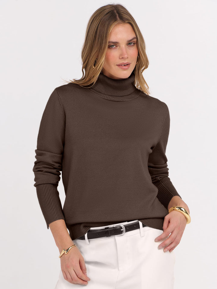 ANRABESS Turtleneck Sweaters for Women Long Sleeve Tops | 2026 Fall Winter Fashion Clothes, Office Work Daily Wear Dressy Casual Outfits, Soft Knitted Ribbed Button-Cuff Pullover Top