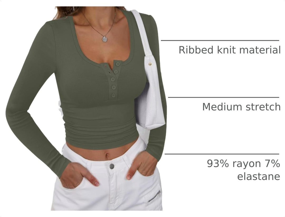 ANRABESS Women's Long Sleeve Henley Tops Ribbed Knit Slim Fitted Trendy T Shirt Basic Tees Layer 2026 Fall Fashion Outfits
