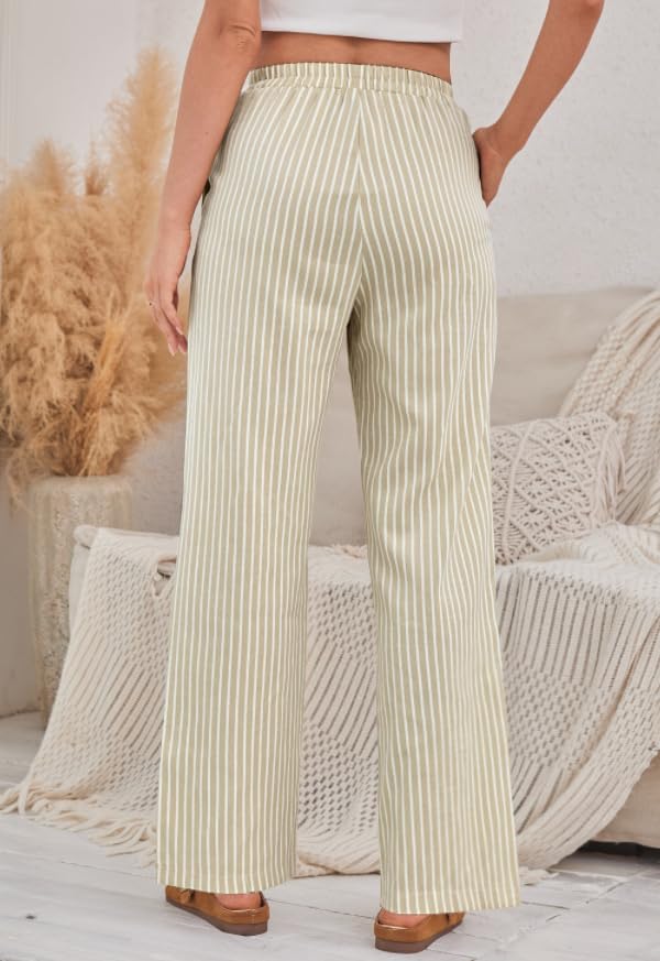 ANRABESS Womens Gingham Striped Boxer Pants | Wide Leg Elastic Waist with Pockets, Lounge Pajama Bottoms Home Daily Wear, Lightweight Breathable, Casual Summer Fall