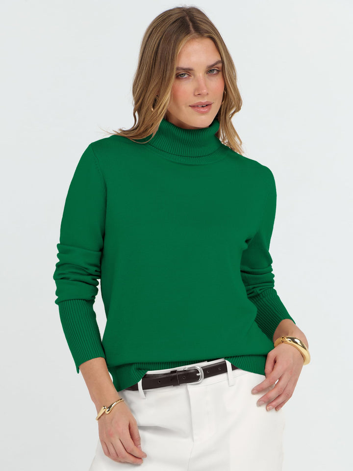 ANRABESS Turtleneck Sweaters for Women Long Sleeve Tops | 2026 Fall Winter Fashion Clothes, Office Work Daily Wear Dressy Casual Outfits, Soft Knitted Ribbed Button-Cuff Pullover Top