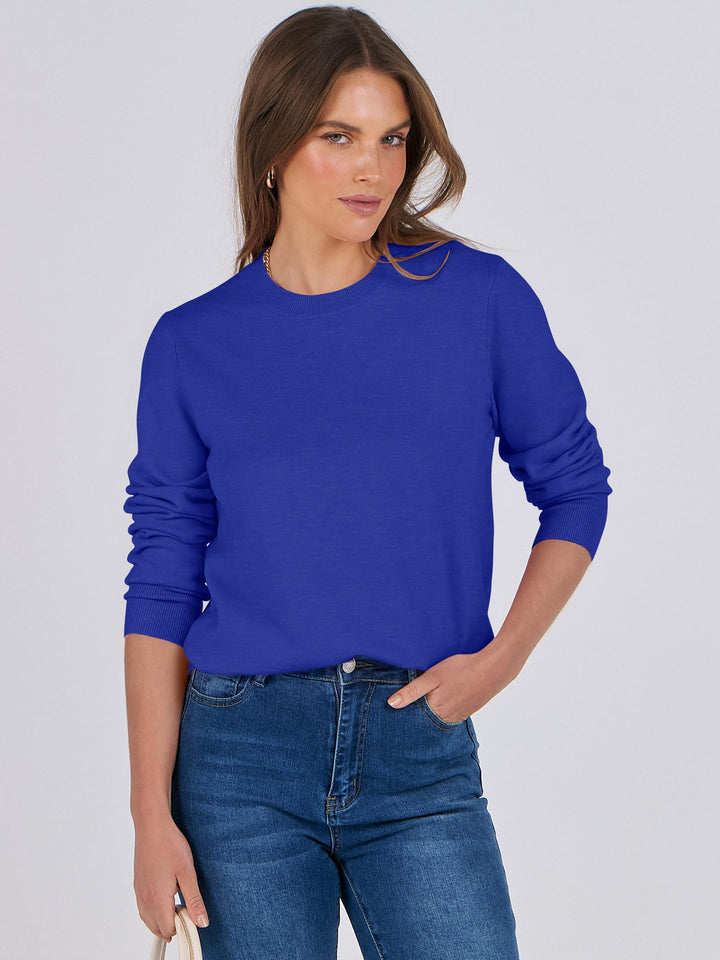 ANRABESS Long Sleeve Lightweight Fall Sweaters for Women| Crewneck Soft Basic Knit Pullover,2026 Fall Fashion Outfits,Casual Work Top,Travel Vacation All Day Wear,Winter Layer Clothes
