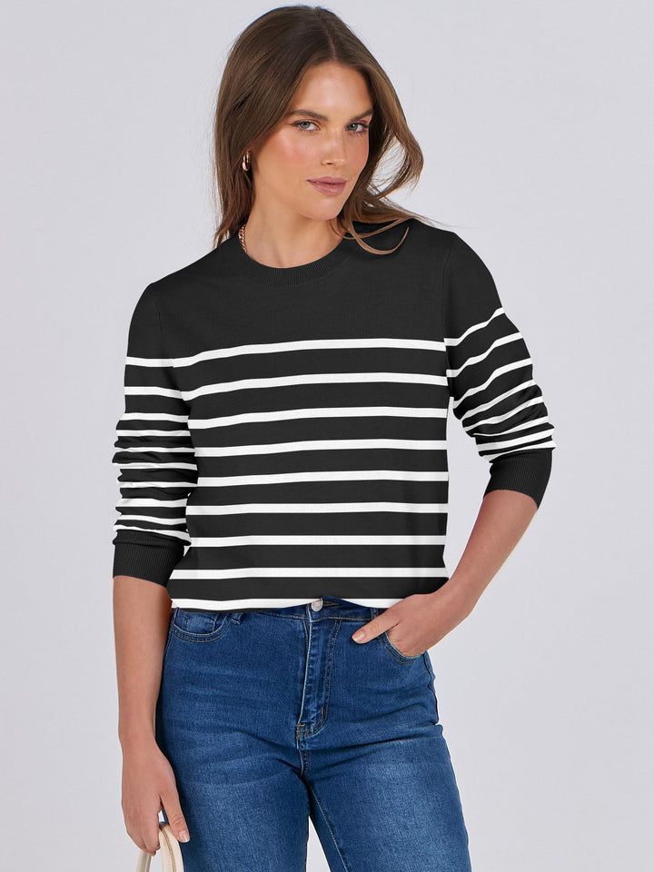 ANRABESS Long Sleeve Lightweight Fall Sweaters for Women| Crewneck Soft Basic Knit Pullover,2026 Fall Fashion Outfits,Casual Work Top,Travel Vacation All Day Wear,Winter Layer Clothes
