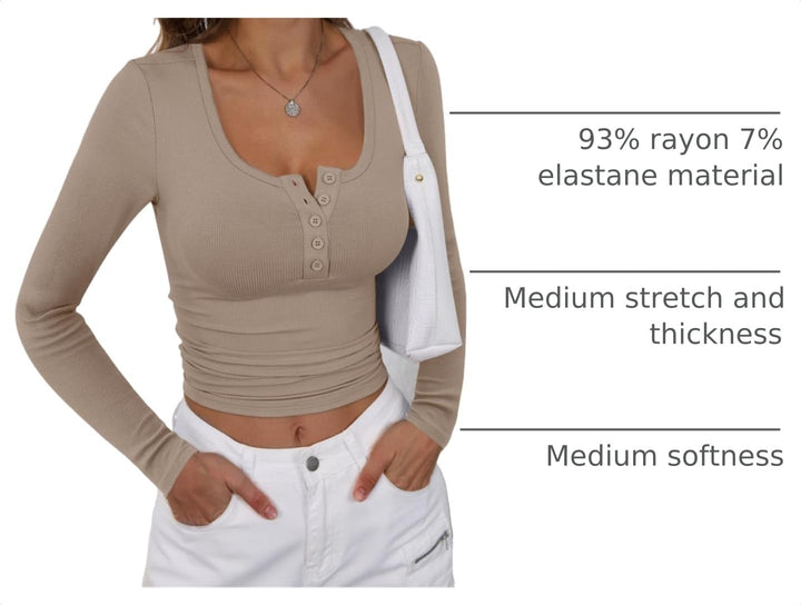 ANRABESS Women's Long Sleeve Henley Tops Ribbed Knit Slim Fitted Trendy T Shirt Basic Tees Layer 2026 Fall Fashion Outfits