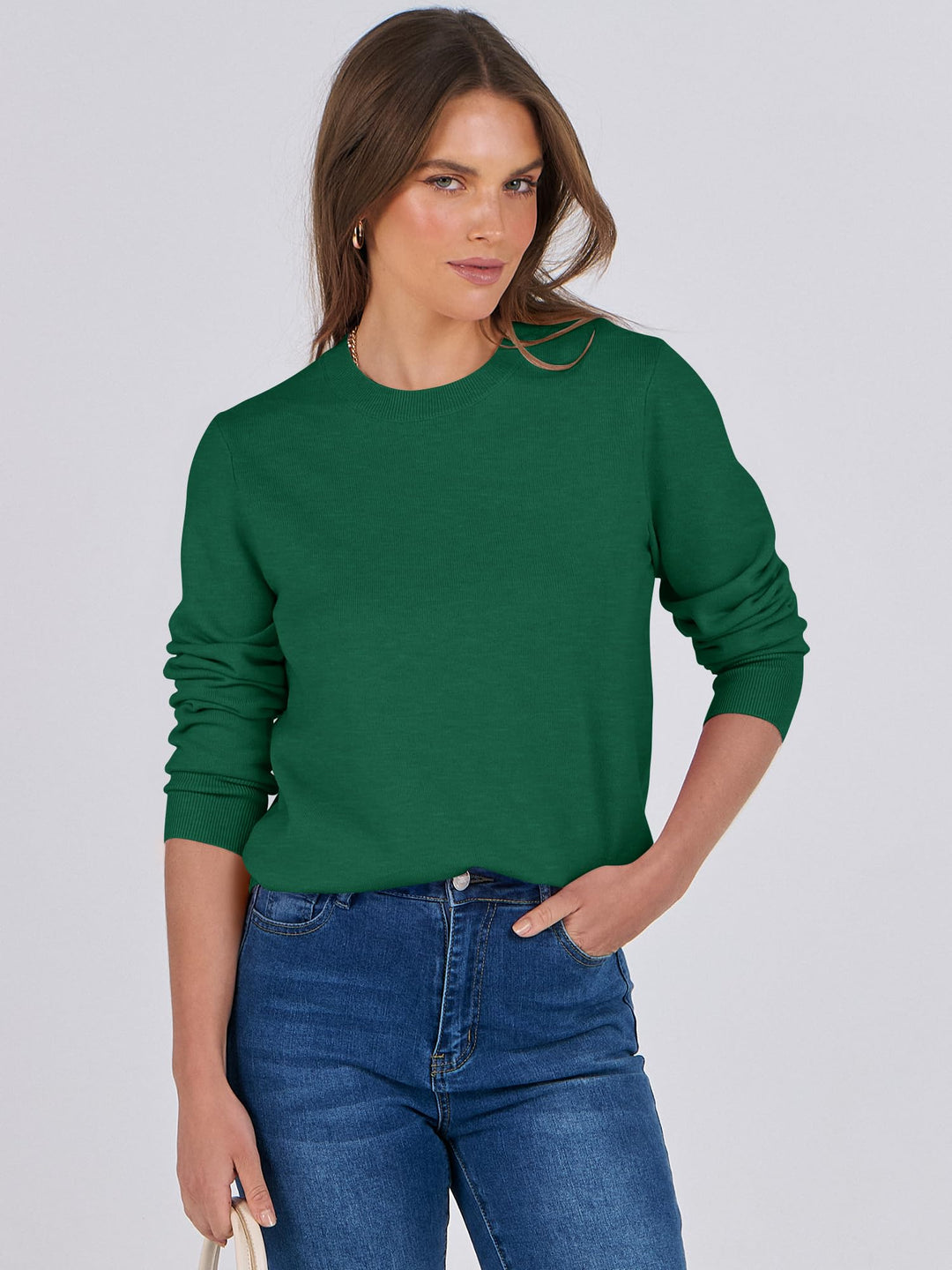 ANRABESS Long Sleeve Lightweight Fall Sweaters for Women| Crewneck Soft Basic Knit Pullover,2026 Fall Fashion Outfits,Casual Work Top,Travel Vacation All Day Wear,Winter Layer Clothes