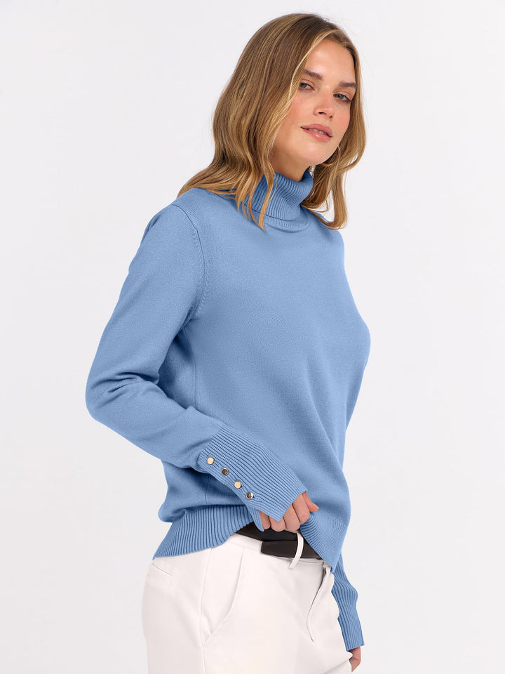ANRABESS Turtleneck Sweaters for Women Long Sleeve Tops | 2026 Fall Winter Fashion Clothes, Office Work Daily Wear Dressy Casual Outfits, Soft Knitted Ribbed Button-Cuff Pullover Top