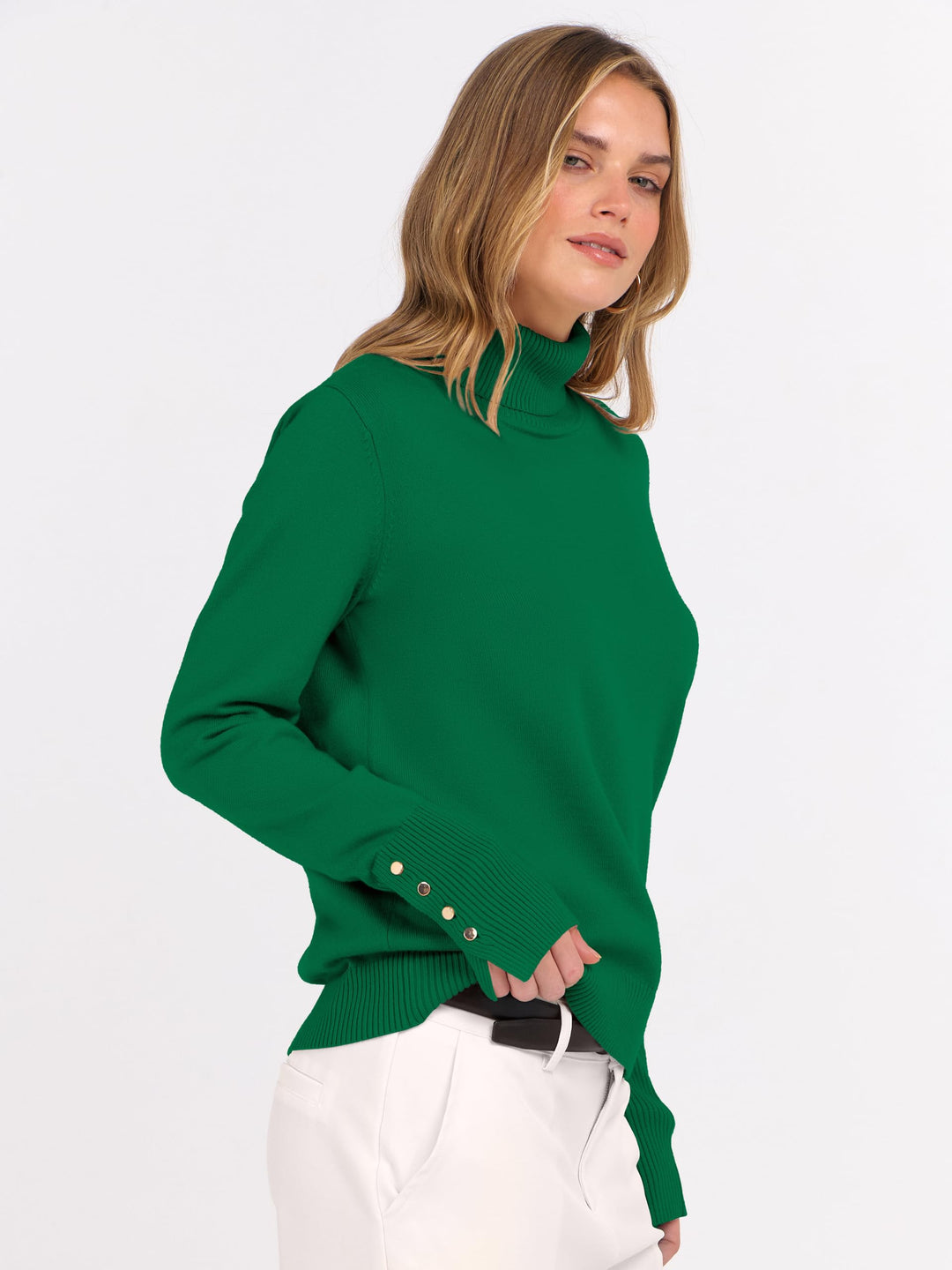 ANRABESS Turtleneck Sweaters for Women Long Sleeve Tops | 2026 Fall Winter Fashion Clothes, Office Work Daily Wear Dressy Casual Outfits, Soft Knitted Ribbed Button-Cuff Pullover Top