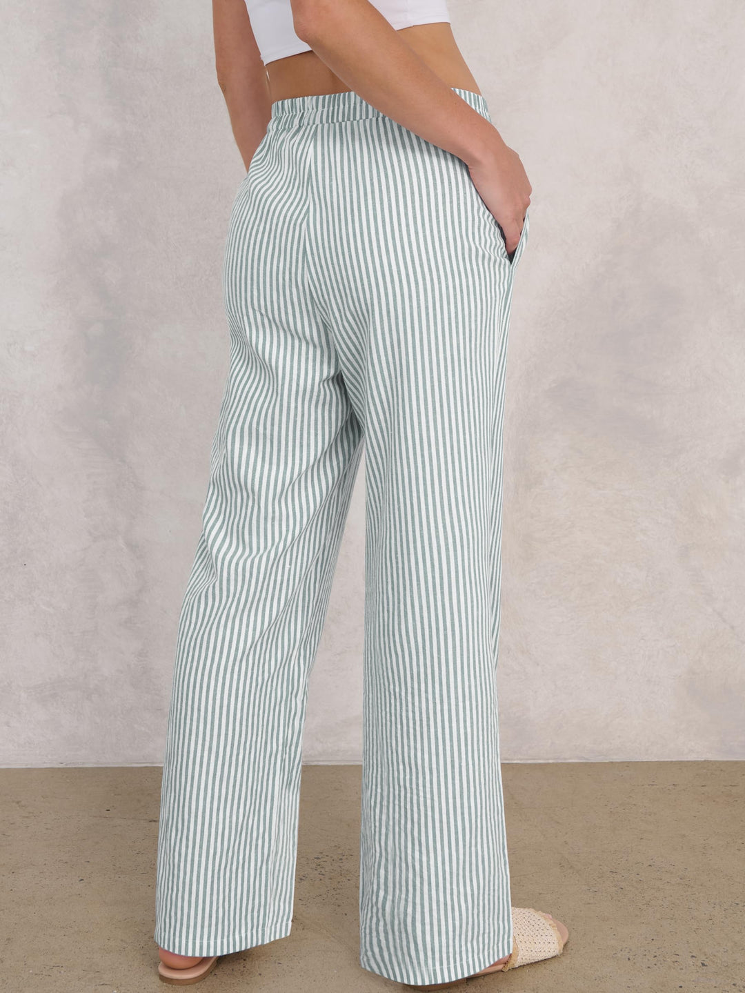 ANRABESS Womens Gingham Striped Boxer Pants | Wide Leg Elastic Waist with Pockets, Lounge Pajama Bottoms Home Daily Wear, Lightweight Breathable, Casual Summer Fall
